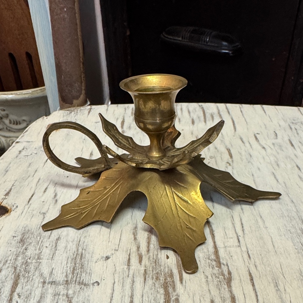 Vintage Gold Leaf Candle Holder